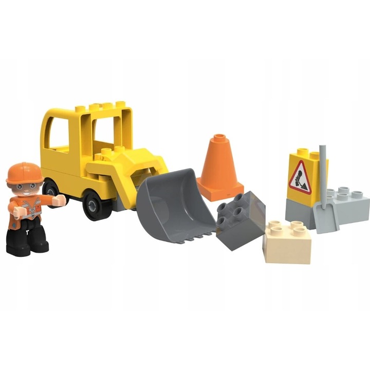 Set Blocuri de Constructie Playtive, Excavator cu Accesorii, Multicolor