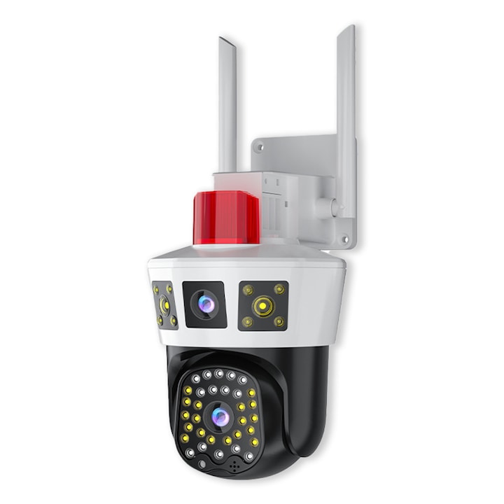 Camera de supraveghere cu Wi-Fi si 4G tripla cu alarma LunariSo, Detectare umana, Control din aplicatie de la distanta, Audio bidirectional, Rezistenta la apa, Rotire 360 grade inclinare 90 grade, Alerta optica si acustica
