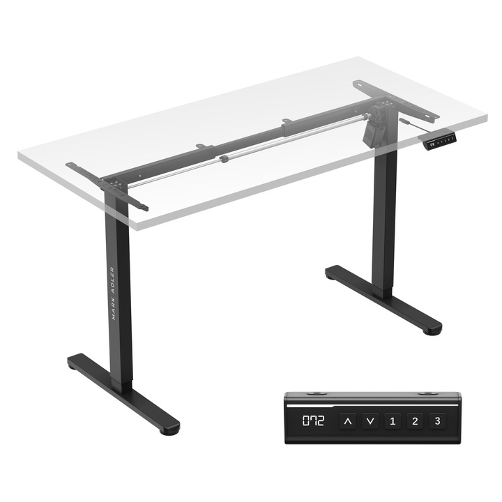 Cadru pentru birou Mark Adler Xeno 2.1, cu inaltime reglabila electric, 73-119 cm, Functii de Memorie, capacitate de sarcina 80 kg, Negru