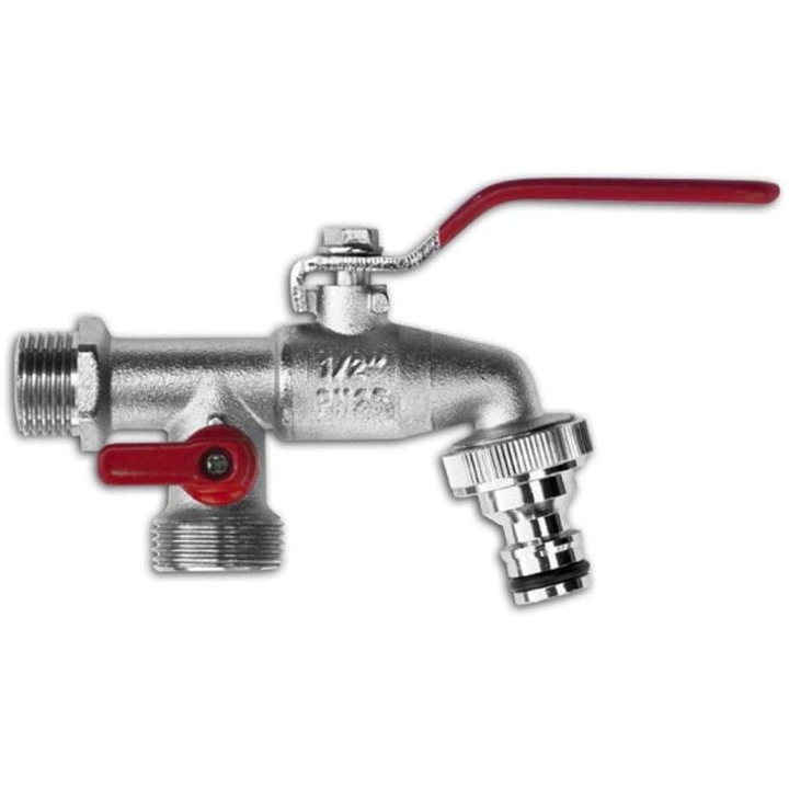 BRADAS nikkelezett golyós kerti csap 3/4"-2x1"