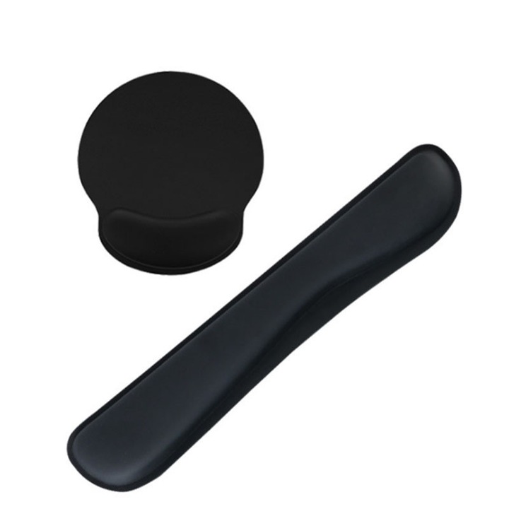 Suport ergonomic pentru tastatura si mouse, Rqiurpn, spuma de memorie, antiaderent, negru, 17.3x3.2" si 9x10"