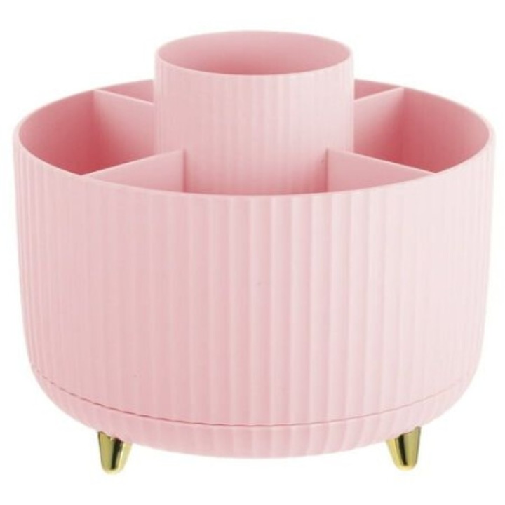 Suport pentru pensule, 15x15x13cm, Plastic, Roz