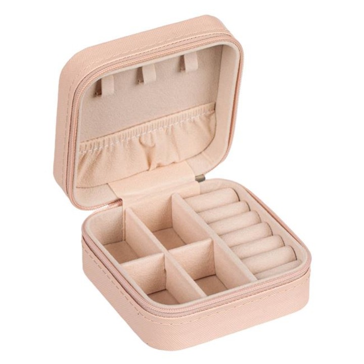 Szervező doboz Nude Pink cipzárral ékszerekhez 10x10x5cm