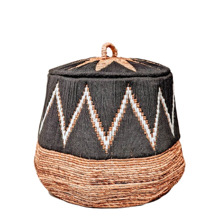 Cos decorativ Peru, Monnarita, Frunze de banana, 30x55 cm, Multicolor