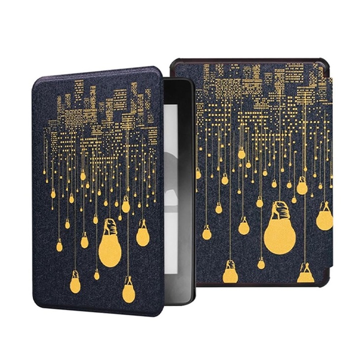 Калъф за Kindle Paperwhite 1/2/3, Rqiurpn, автоматично заспиване/събуждане, каишка за ръка, ултралек, черен