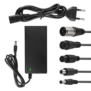 Incarcator Li-ion, Rqiurpn, 42V/2A cu 5 Capete de Conectare Pentru Trotinete Electrice, Biciclete, Hoverboard, Scooter, Negru