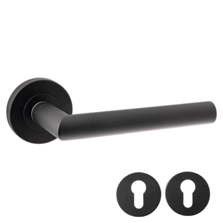 Maner usa interior APECS H-0204 inox negru cu rozete de yala