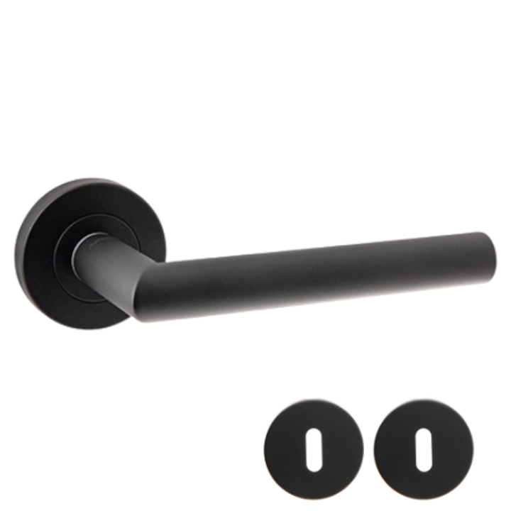 Maner usa interior APECS H-0204 inox negru cu rozete de cheie