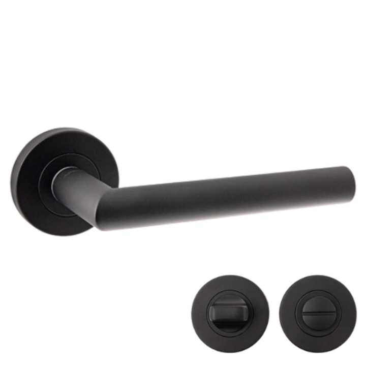 Maner usa interior APECS H-0204 inox negru cu rozete de WC