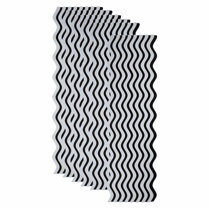 Set 6 Panouri riflaj acustic decorativ, MDF si pasla, Naimeed D6245, 240x30x1.8cm, Gri