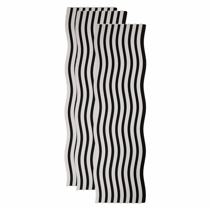 Set 3 Panouri riflaj acustic decorativ, MDF si pasla, Naimeed D6249, 240x30x1.8cm, Stejar Deschis