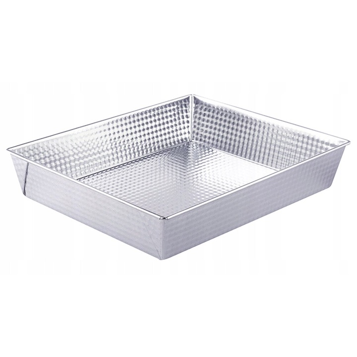 Tava de copt, Gigant, Traditional, Forma texturata, Tava galvanizata, Sigur pentru sanatate, Dreptunghiular, Argintiu, 27x25x6 cm