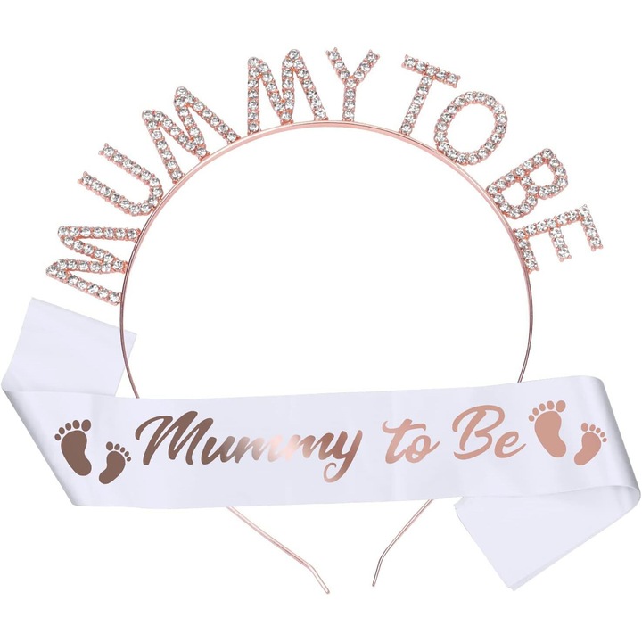 Mummy to be parti kiegészítő szett, Rózsaszín/Ezüst