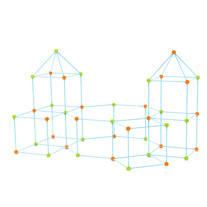 Set de Constructie Forturi pentru Copii, 120 Piese, Incurajeaza Imaginatia si Creativitatea Micutului Tau, Joc Educativ si Interactiv pentru Dezvoltarea Abilitatilor Motorii si Cognitive, + 3 Ani, Utility One
