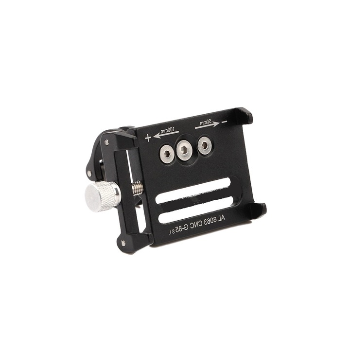 Поставка за телефон за доставка, Издръжлива, Алуминиева, Монтаж за куриер, Велосипед, Мотоциклет и скутер, Здраво фиксиране, Издръжлив, щипка и фиксиращи винтове, Черен