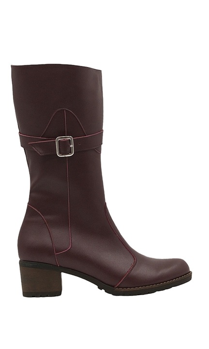 Cizme dama imblanite din piele naturala cu fermoar Tanya 200194, Bordeaux