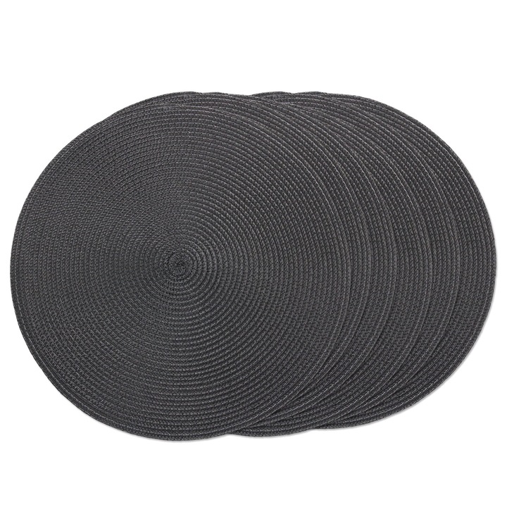 6 db tányértartó készlet, Axroad Mall, Kerek, Multifunkcionális, Hatékony felszívódás, Csúszásgátló, Hőszigetelő, Tartós, Könnyen használható és tisztítható, Otthoni konyhába, étterembe és szállodába, Természetes pamut, 38 cm, Fekete