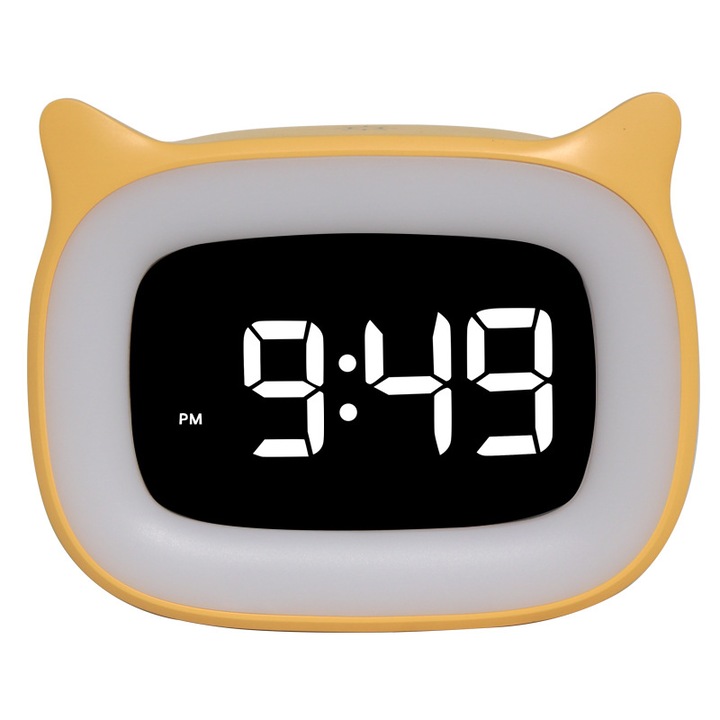 Ceas digital pentru copii, LED, galben, 12x8x5cm