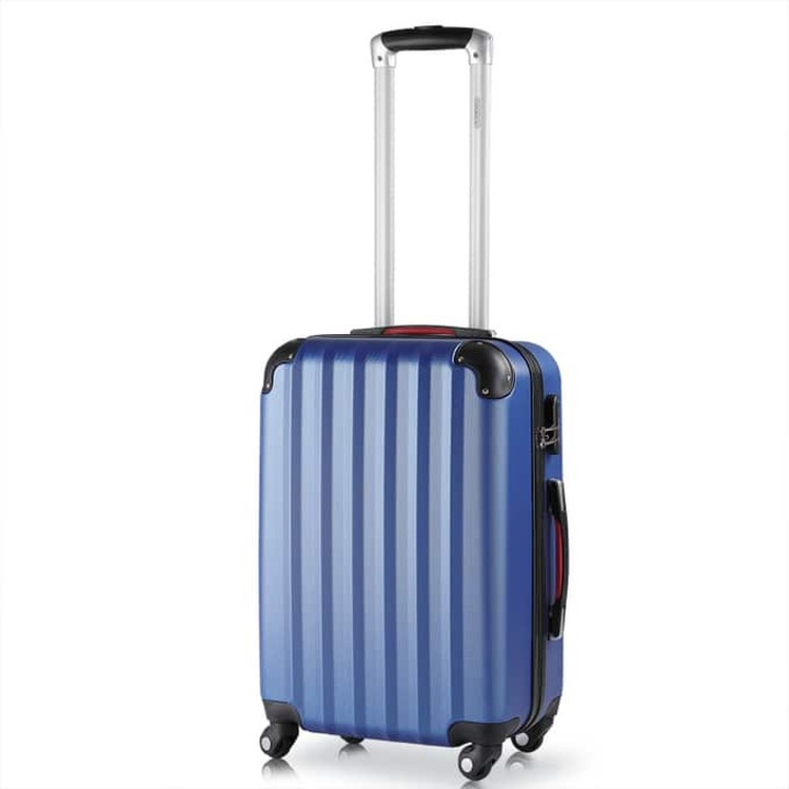 Troler mediu avion Monzana, Exopack, 39.5 x 25 x 60 cm, 4 roti, rotire 360, ABS, Albastru