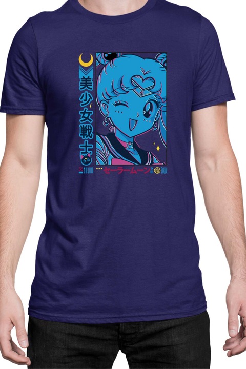 Мъжка тениска Manga Anime Comics Animation Tralala Sailor Moon Girl Warrior, Тъмносин, 2XL
