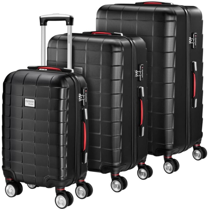 Set Trolere Monzana, ABS, Exopack, negru, 3 piese, 53 x 37 x 21 cm, 67 x 44 x 28 cm, 76 x 51 x 30 cm, 107192