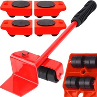 Set Suport cu Roti RETOO HandyTools, Sarcina Maxima 150 kg, Tip de Montare Pivotant, 5 Elemente, Aplicatie Universala, pentru Ridicat si Mutat Obiecte Grele, Rosu
