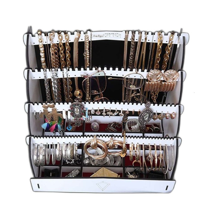 Organizator pentru bijuterii Diamond Small, MDF, alb