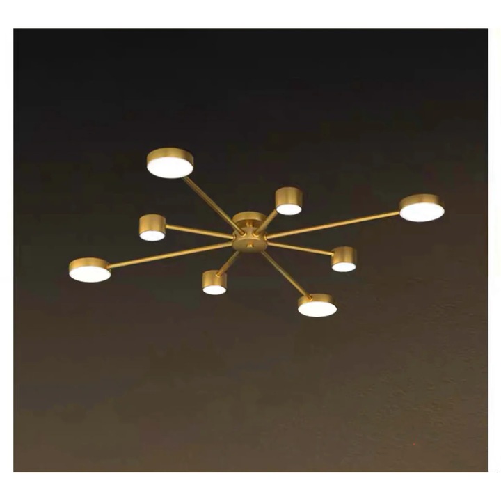 Lustra LED cu 3 functii si telecomanda, 96W, lumina calda/rece/naturala, intensitate reglabila, auriu, LED CONCEPT, LC-R-R9029-8GD