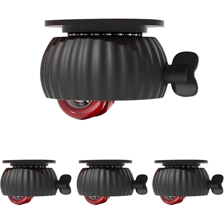 Set 4 roti universale pentru mobilier, ABS, Negru 40x30mm