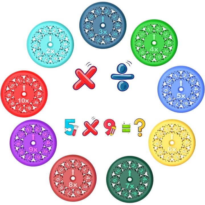 Joc educativ matematica, 9 piese colorate, 4 ani+, plastic