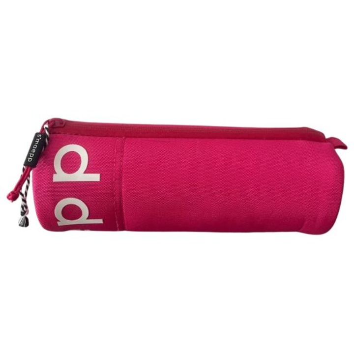 Tágas tolltartó zsebbel és cipzárral, rózsaszín