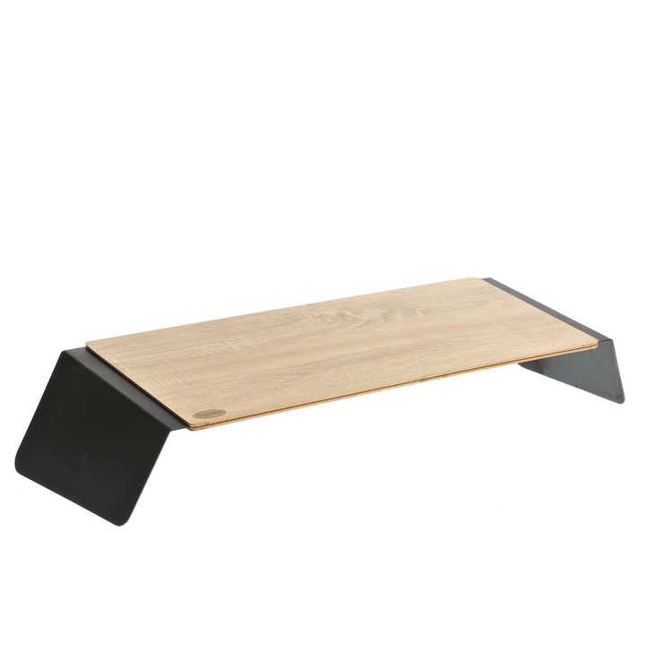 Stand suport Bremen Emporium Universal pentru laptop, elegant, robust, otel si lemn, negru mat, sonoma, 70 x 25 x 15 cm