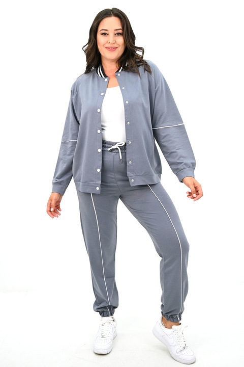 Set sport de dama CapsLine, cu pantaloni si jacheta, marimi mari, Gri