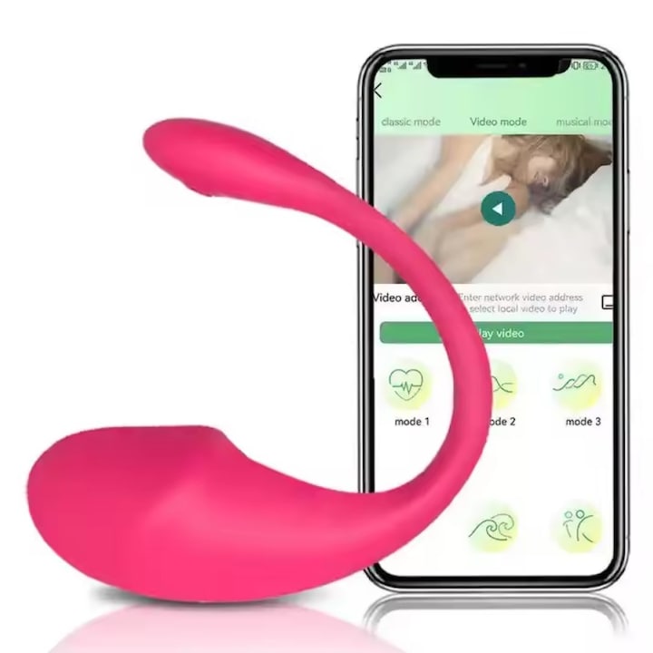 Vibrator Stimulare Punct G si Clitoris Valiosa – 9 Moduri Vibratii, Silentios, Control Aplicatie Mobila Android/iOS, Bluetooth, Ergonomic, Silicon Medical, Rezistent la Apa, Roz