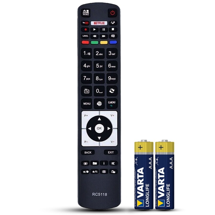 Telecomanda compatibila Vortex, LEDV-24V287S, LEDV-32V289S, LEDV-40V289S, RC5118, TEMIX®, baterii incluse