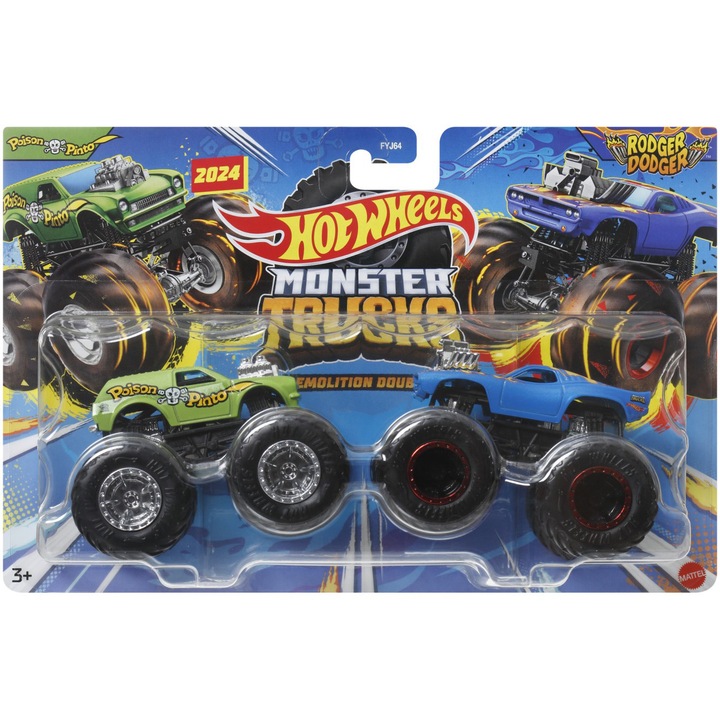 Комплект 2 колички Hot Wheels Monster Trucks - Rodger Dodger и Poison Pinta