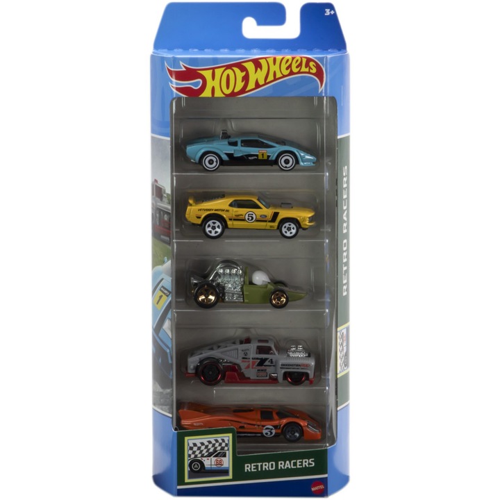 Set 5 masinute Hot Wheels, Retro Racers
