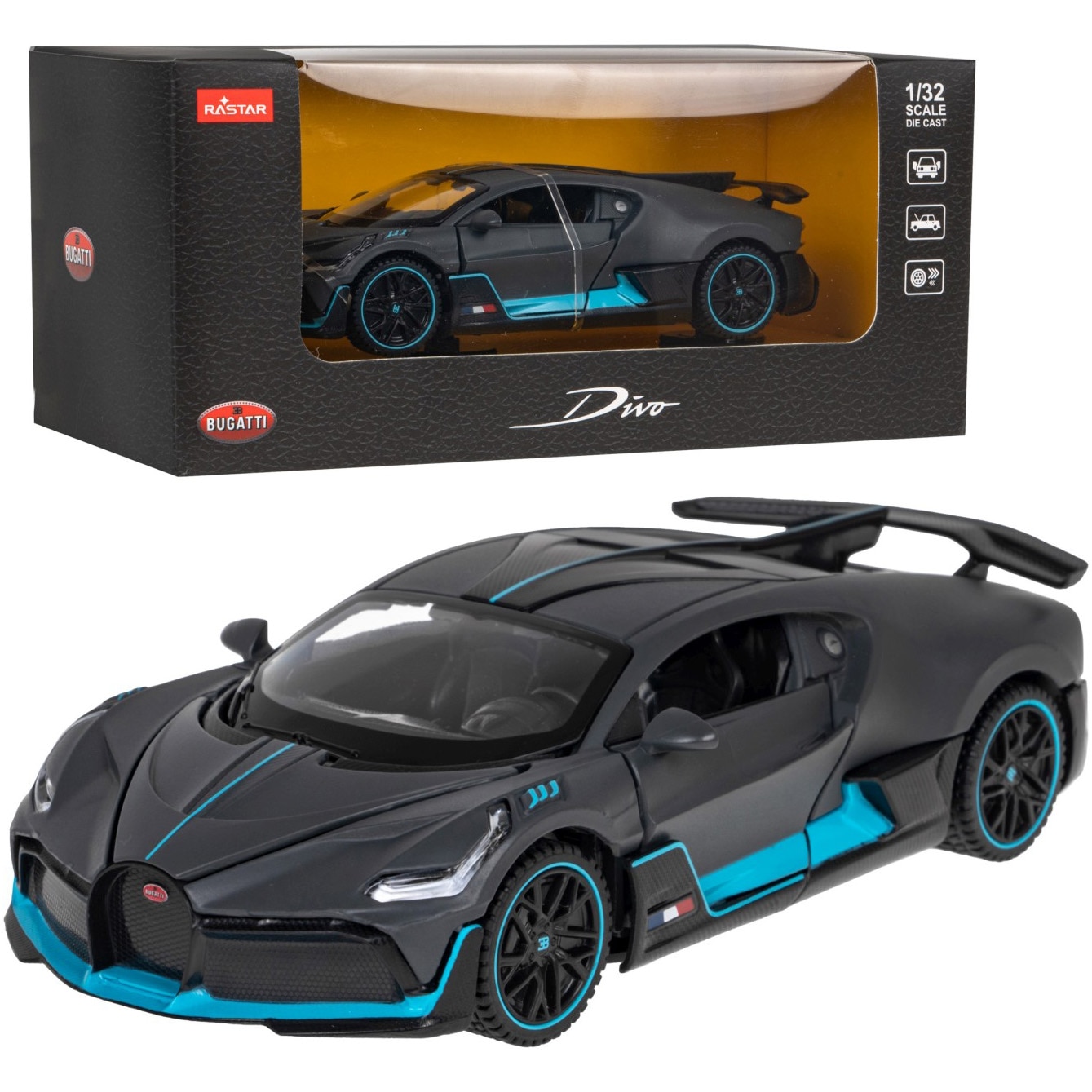 Masinuta diecast Rastar - Bugatti Divo, negru, 1:24 - eMAG.ro