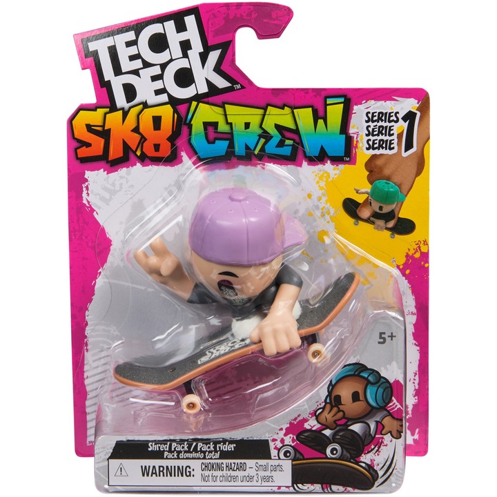 Set Tech Dech Sk8 Crew - Placa si figurina 9.6 cm, Sapca Mov
