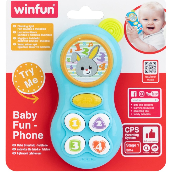 Интерактивна играчка Winfun - Забавният, син телефон