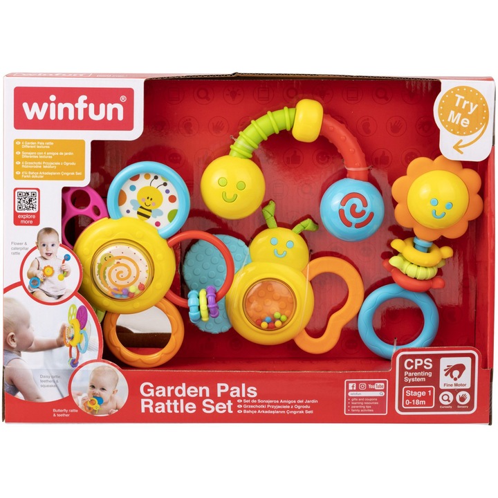 Комплект 4 дрънкалки Winfun - Приятели от градината