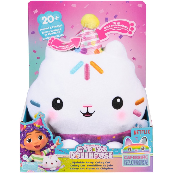 Gabbys Dollhouse Light Up plüss, Briosel the Cat, 25 cm