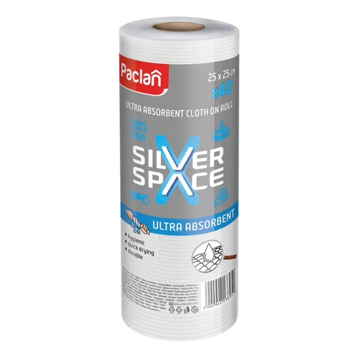 Set 40 prosoape de bucatarie Paclan, 25x25 cm, Alb