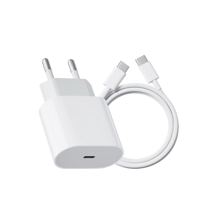 USB-C-USB-C adapter töltőkészlet, gyorstöltés 35 W, digitális Kala, kompatibilis az iPhone 15 / 15 Pro / 15 plus / 15 ProMax White telefonnal