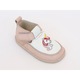 Pantofi Barefoot Macco, Primii Pasi, Talpa Flexibila si Antiderapanta, Hand-Made, Piele Naturala, Alb/Roz/Multicolor