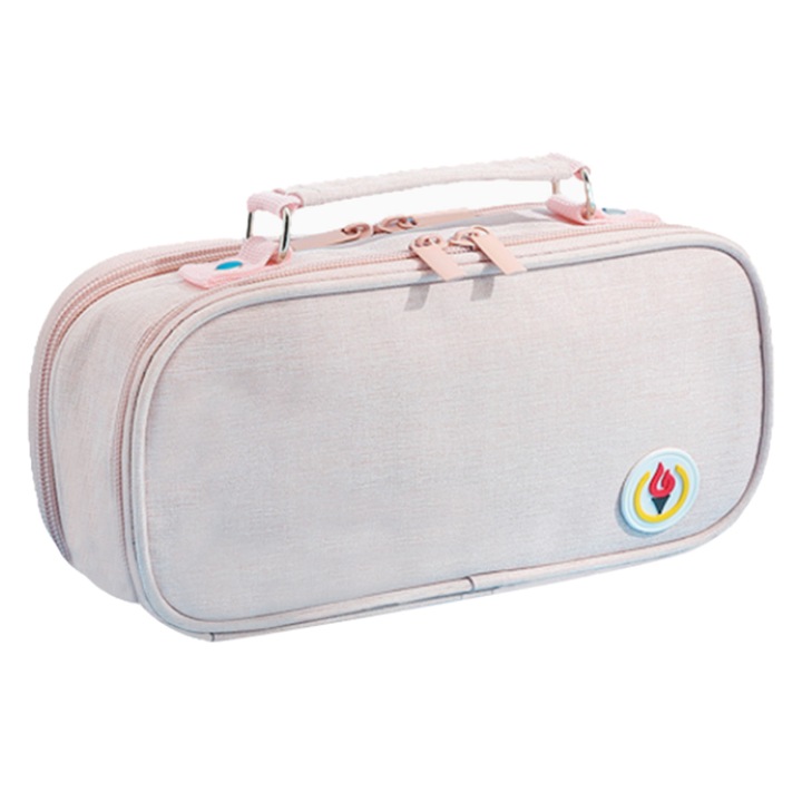 Моливник, QttvbTna, платно, разделено на отделения, 25 x 11 x 4 см, бежов