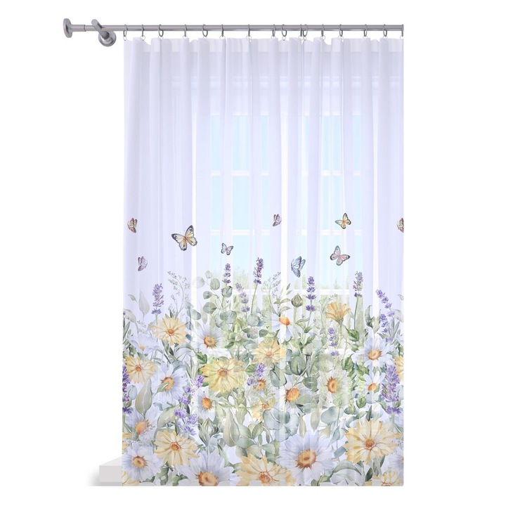 Perdea Gata Confectionata, Homeview, FND807, Rejansa, Tiv, Bride, Poliester, Voal, Simpla, Multicolor, 300x150 cm