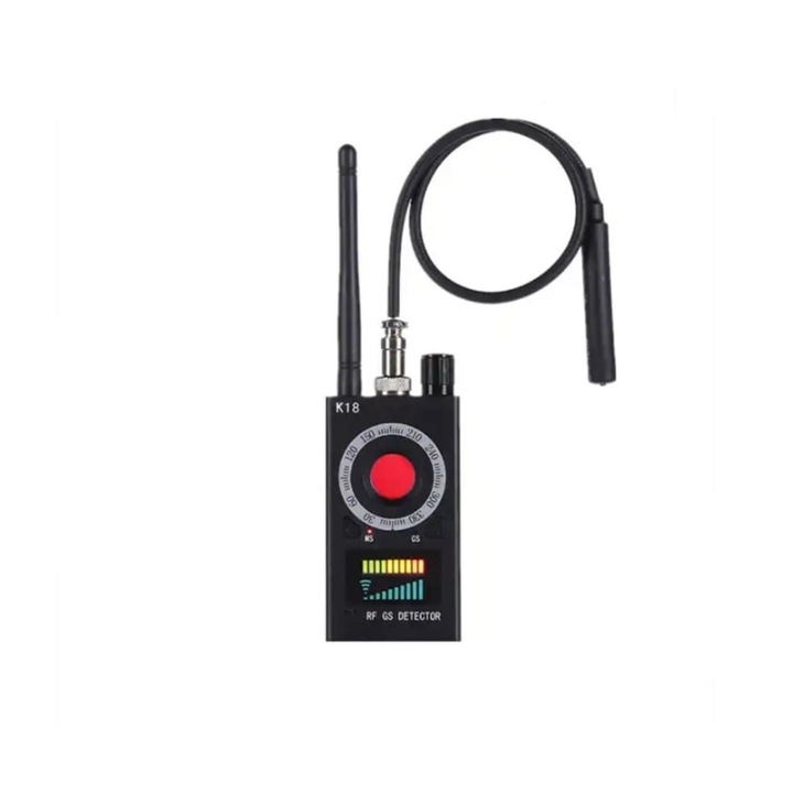 Detector Camere, Microfoane Ascunse, Sisteme GPS/GSM KALEPO Model K 18, Frecventa 1-8000MHz, Multifunctional, Antispionaj, Antiurmarire, Antifotografie, Usor de Folosit. Negru
