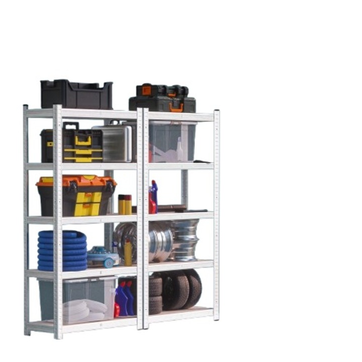 Комплект от 2 рафта за съхранение, Monzana, метал, 5 рафта, 350 кг, 170x75x30 см, сив