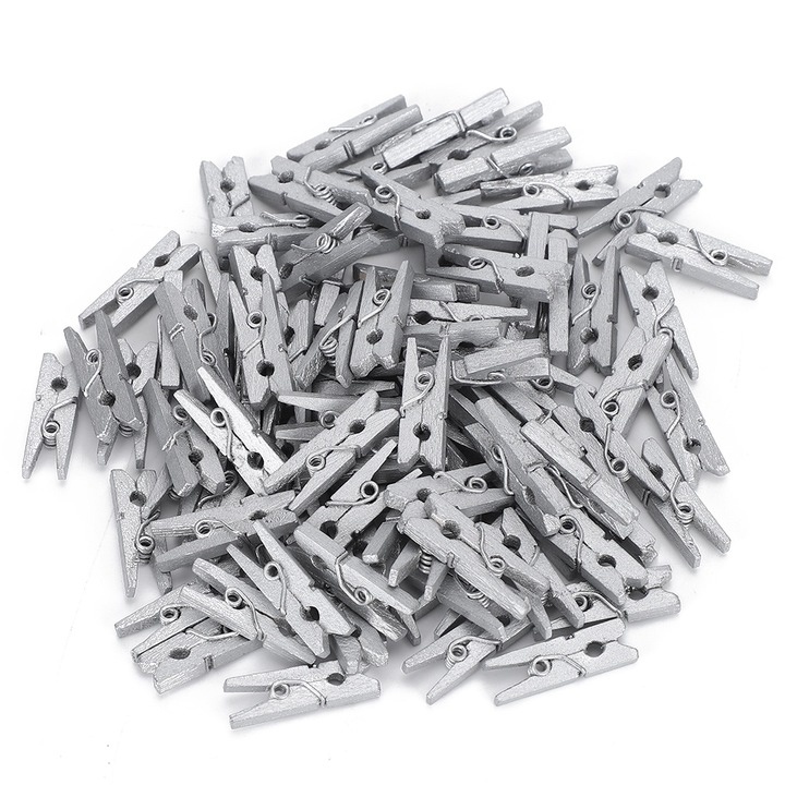 Комплект 300 декоративни дървени щипки за снимки, офис